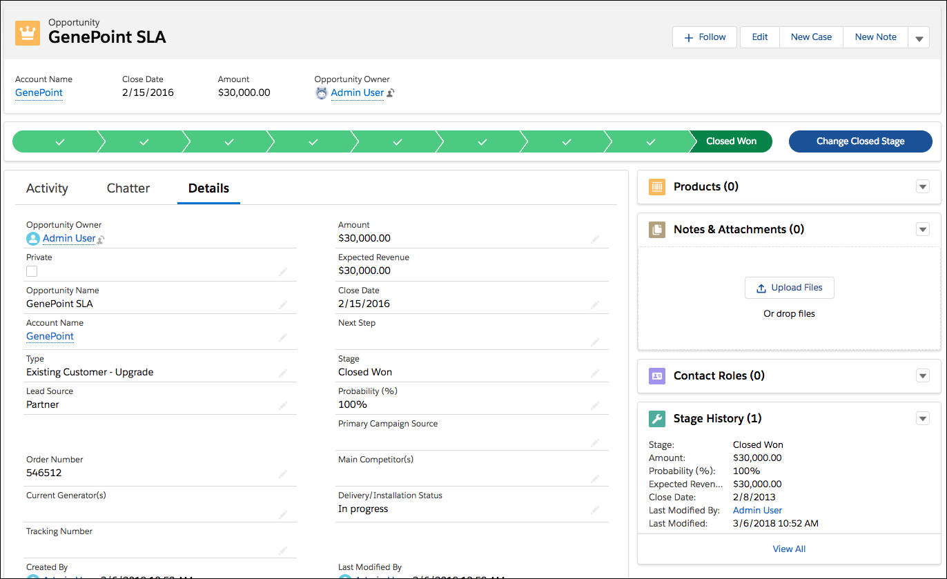 Standard Opportunity Layout Salesforce Lightning