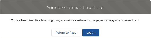 Salesforce session timeout notification