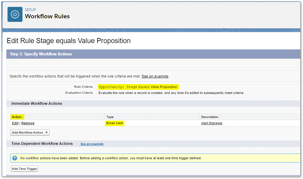 Salesofrce Workflow Rule Example