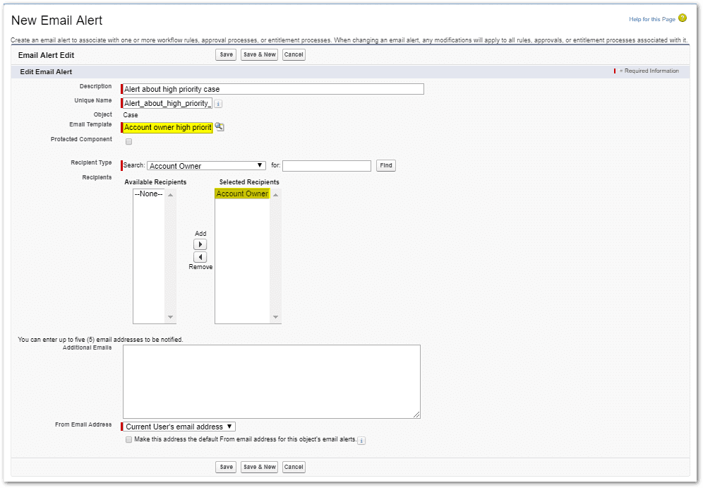Configuring email alerts from workflows