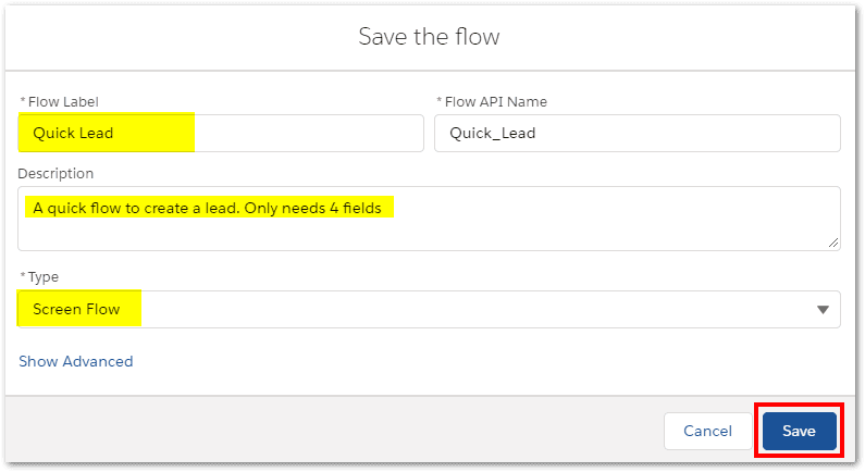 Save your Salesforce Flow