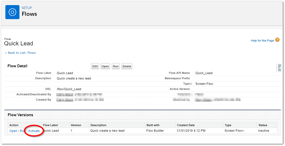 Activate your Salesforce Flow