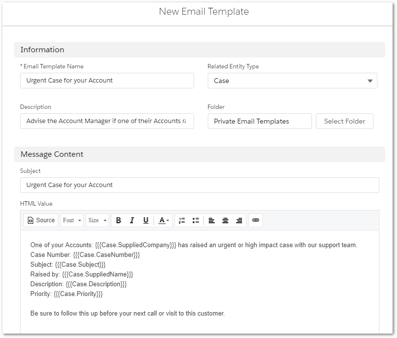 Salesforce Automated Email Template