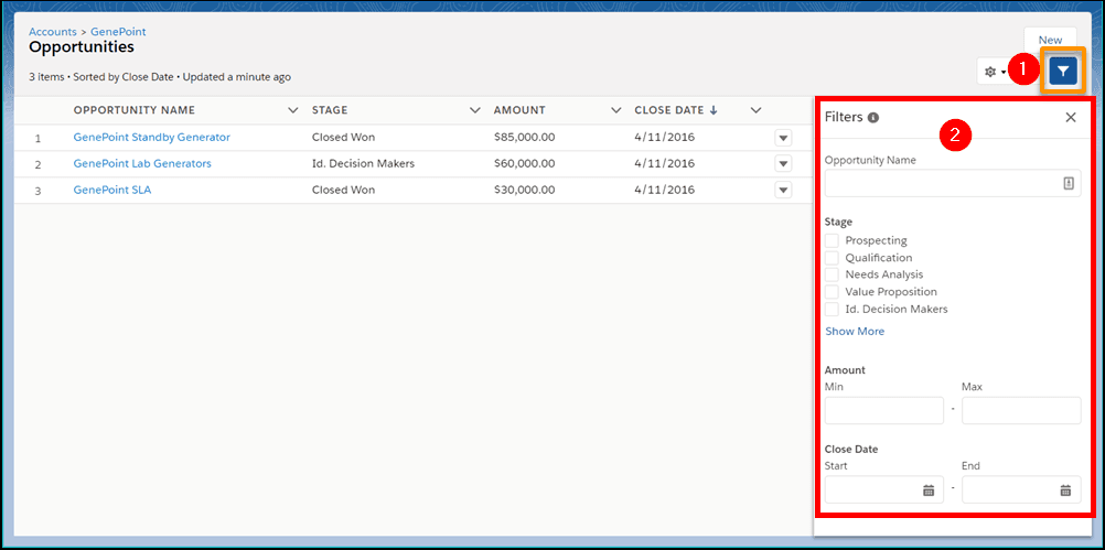 Salesforce List Filters