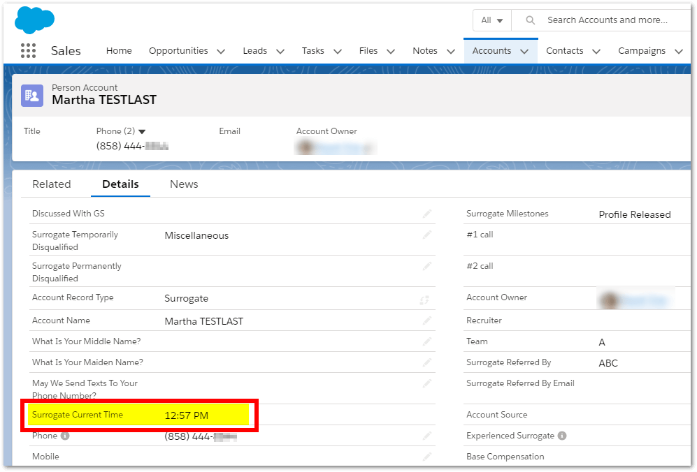 Current Local Time displayed in Salesforce Record