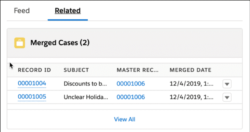 Salesforce Merged Cases Related List