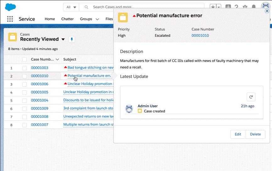 Case Subject Hover Window in Salesforce