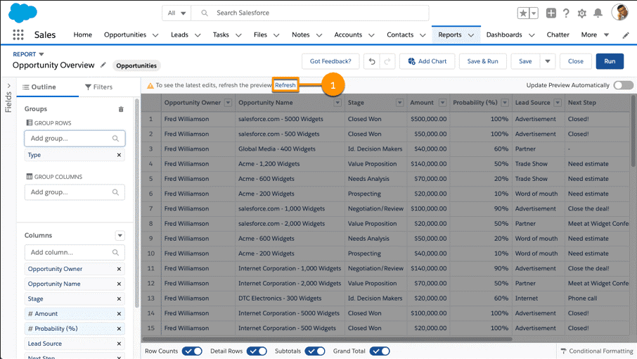 Disabling Report Previews in Salesforce