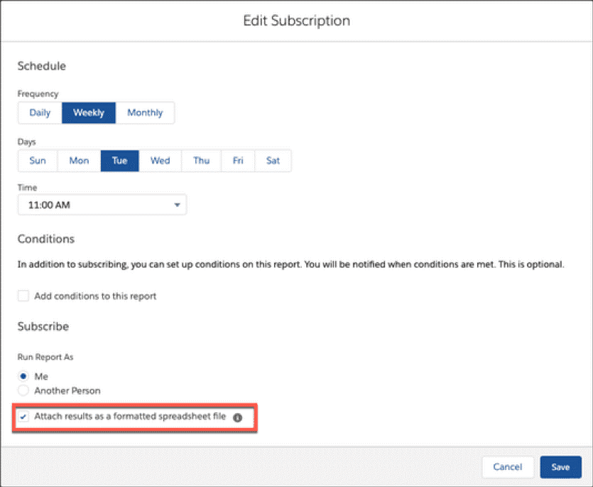 Salesforce Report Subscriptions