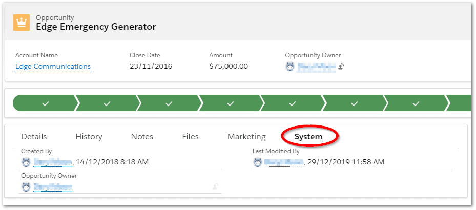 Salesforce Opportunity System Tab