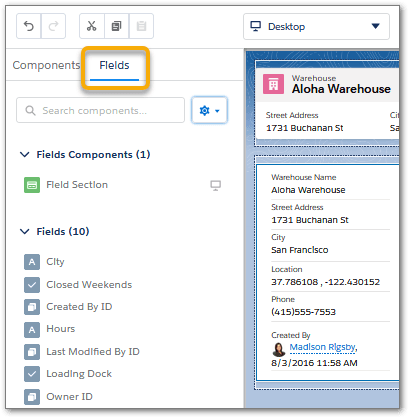 New Fields Tab in Salesforce