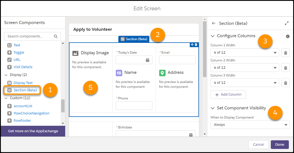 Salesforce Screen Flow Multi-Column support